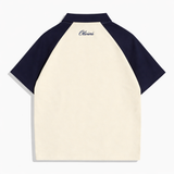 Two Tone Polo Shirt - Navy/Cream