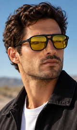 Retro Double Bridge Sunglasses - Black/Yellow