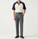 Two Tone Polo Shirt - Navy/Cream