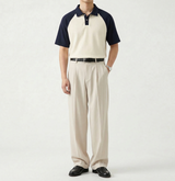Two Tone Polo Shirt - Navy/Cream